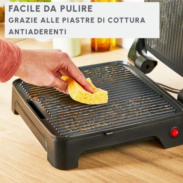 Moulinex Bistecchiera Elettrica Doppia Piastra Antiaderente Potenza 2180 Watt colore Nero e Inox - GI272D Inicio Adjust