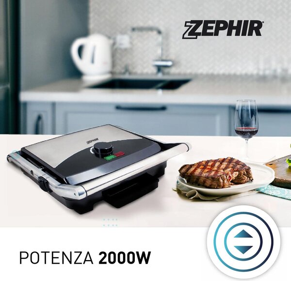 Zephir Bistecchiera elettrica Doppia piastra Antiaderente Potenza 750 Watt - ZHC655