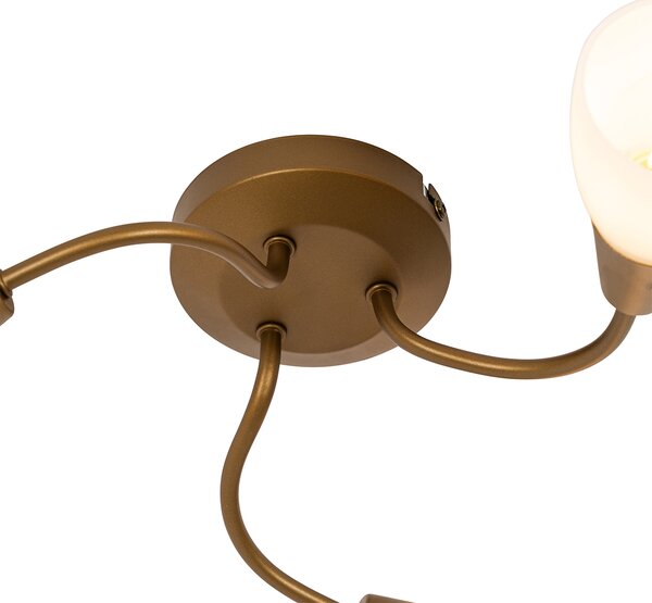 Faretto da soffitto classico oro con vetro satinato rotondo 3 luci - Madi