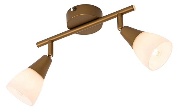 Faretto da soffitto classico oro con vetro satinato 2 luci - Madi