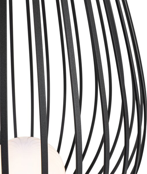 Set di lampade da terra nere con opalino 110 cm e 70 cm - Angela