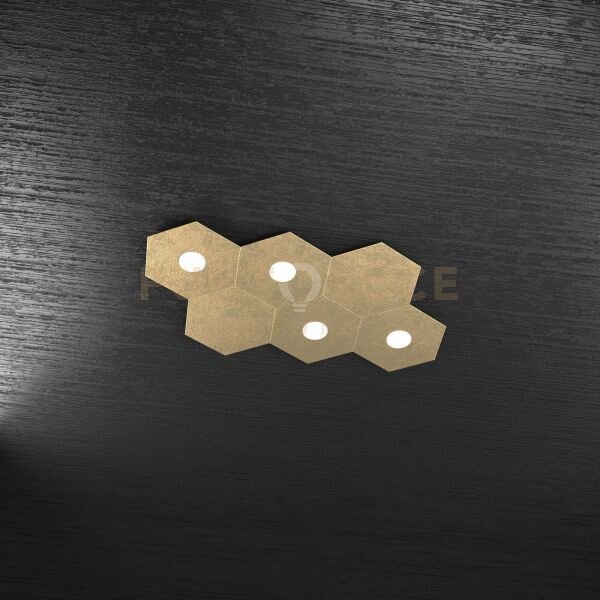 Hexagon applique-plafoniera 4 luci + 2 decorativo foglia oro 1142-4