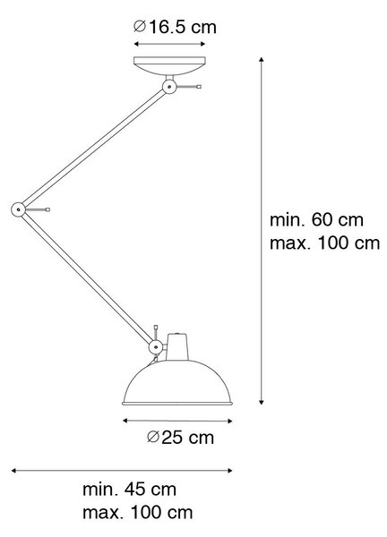 Plafoniera retrò nera con bronzo - Milou
