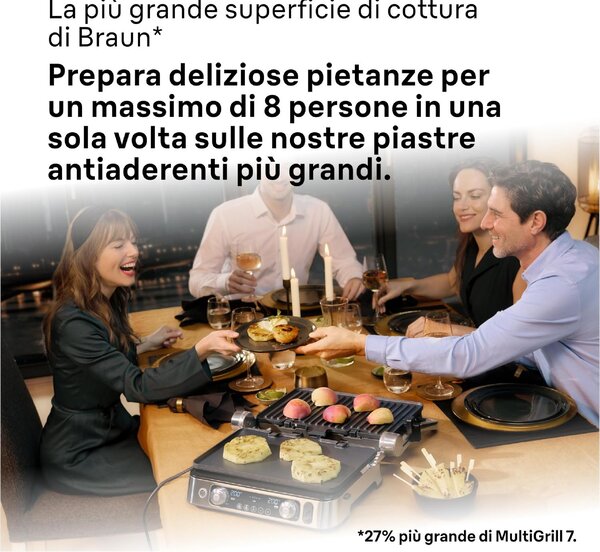 Braun Bistecchiera Elettrica Griglia a Contatto Potenza 2200W colore Nero/Inox MultiGrill 9 Pro - CG 9160
