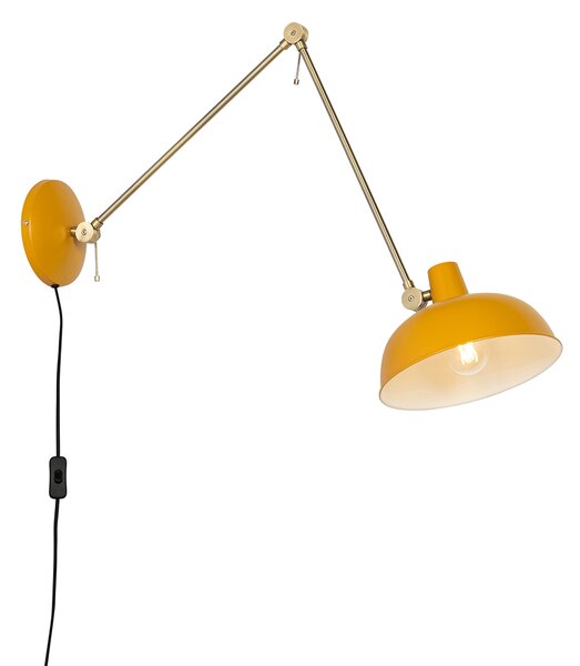 Lampada da parete retrò in acciaio giallo con bronzo - Milou