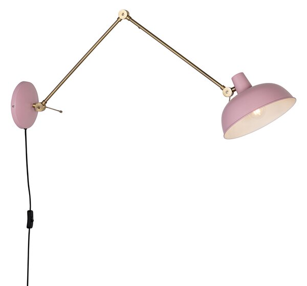 Lampada da parete retrò acciaio rosa con bronzo - Milou