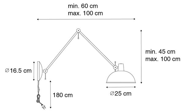 Lampada da parete retrò acciaio rosa con bronzo - Milou