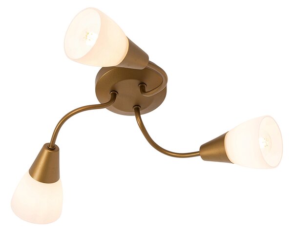 Faretto da soffitto classico oro con vetro satinato rotondo 3 luci - Madi