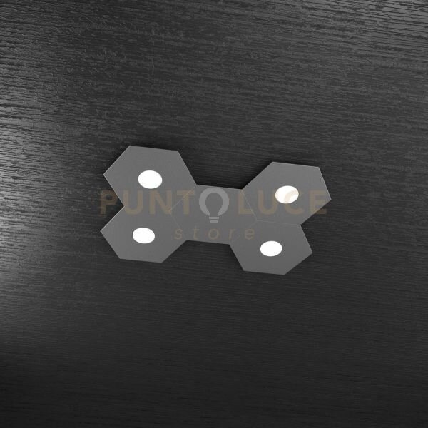 Hexagon applique-plafoniera 4 luci + 1 decorativo grigio antracite 