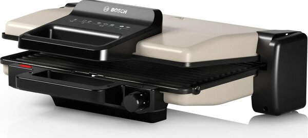 Bosch Bistecchiera Elettrica Doppia Piastra Antiaderente Rigata Potenza 2000 Watt 3 Posizioni di Cottura - TCG3302
