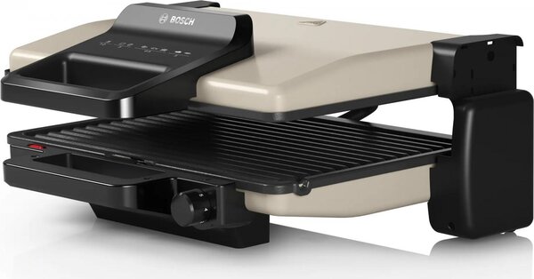 Bosch Bistecchiera Elettrica Doppia Piastra Antiaderente Rigata Potenza 2000 Watt 3 Posizioni di Cottura - TCG3302