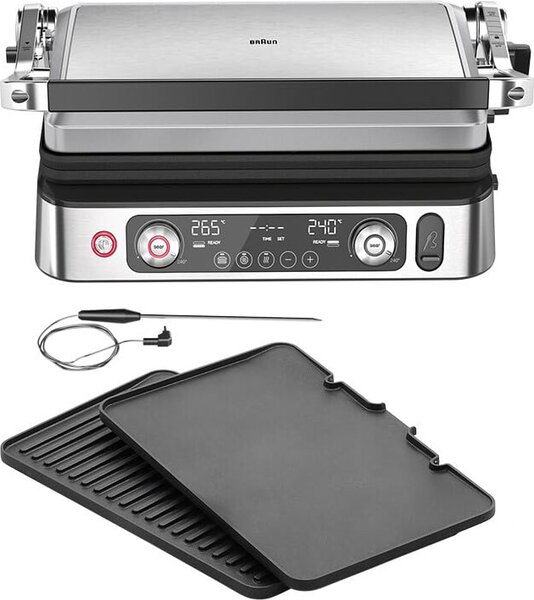 Braun Bistecchiera Elettrica Griglia a Contatto Potenza 2200W colore Nero/Inox MultiGrill 9 Pro - CG 9160