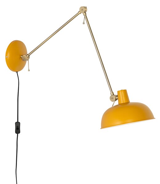 Lampada da parete retrò in acciaio giallo con bronzo - Milou