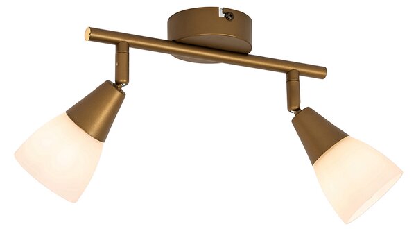 Faretto da soffitto classico oro con vetro satinato 2 luci - Madi