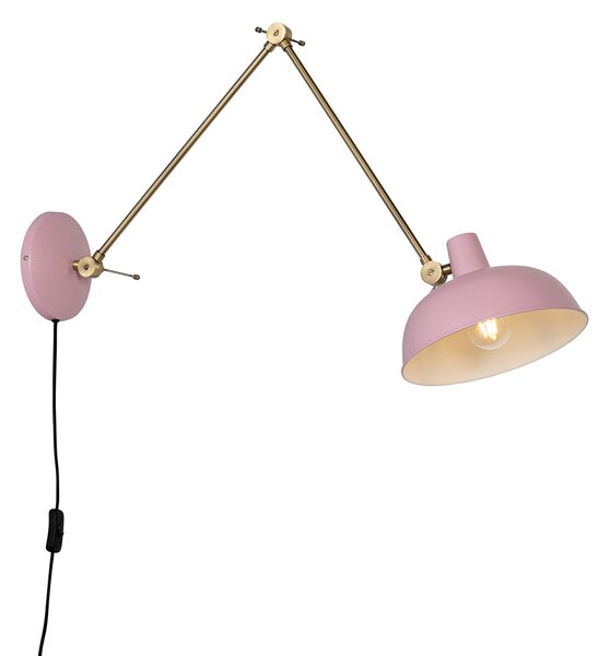 Lampada da parete retrò acciaio rosa con bronzo - Milou