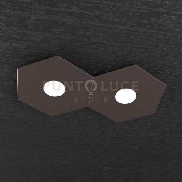 Hexagon applique-plafoniera 2 luci marrone 1142-2l-ma