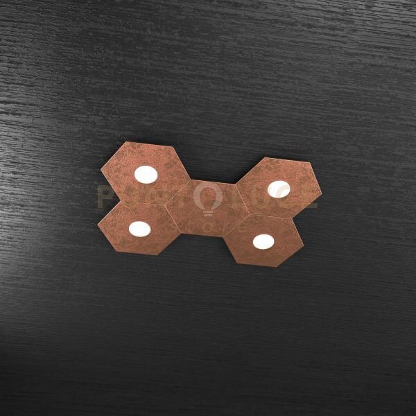 Hexagon applique-plafoniera 4 luci + 1 decorativo foglia rame 1142-
