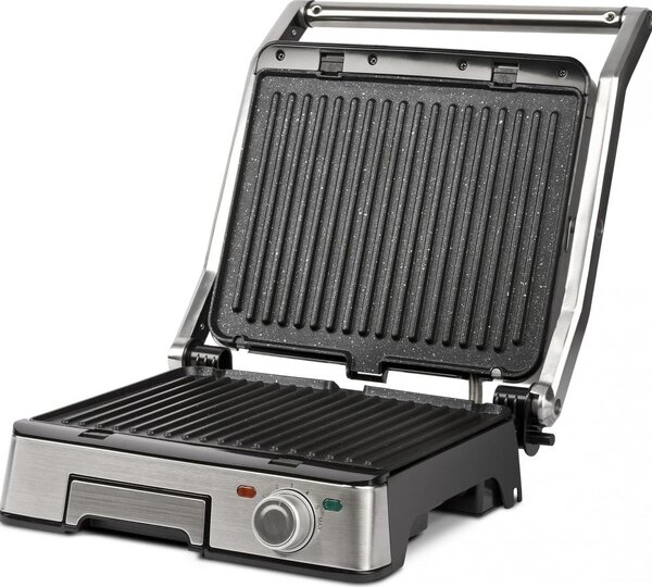 G3 Ferrari Bistecchiera elettrica Piastra antiaderente Potenza 2200 Watt colore Inox - G10185 Lavica Inox