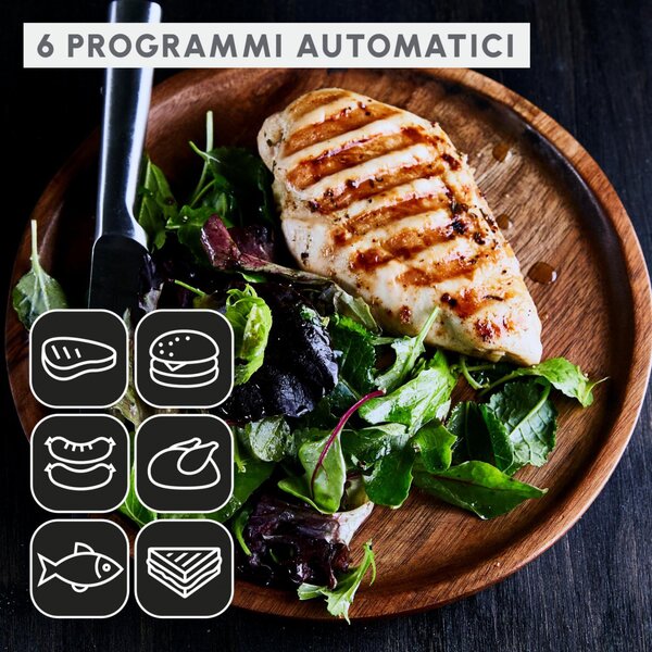 Moulinex Bistecchiera Elettrica Piastre Antiaderenti Potenza 2000 Watt Griglia Elettrica Intelligente Optigrill+ colore Nero - GI717810