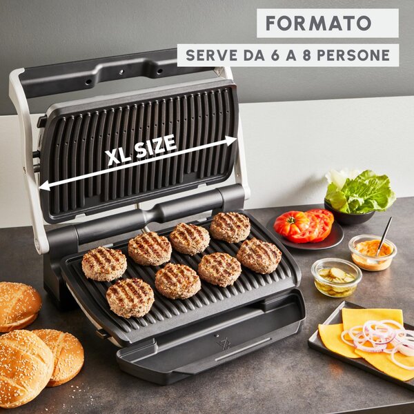 Moulinex Bistecchiera Elettrica Piastre Antiaderenti Potenza 2100 Watt Griglia Elettrica Intelligente Optigrill+ XL Termostato Regolabile colore Ne