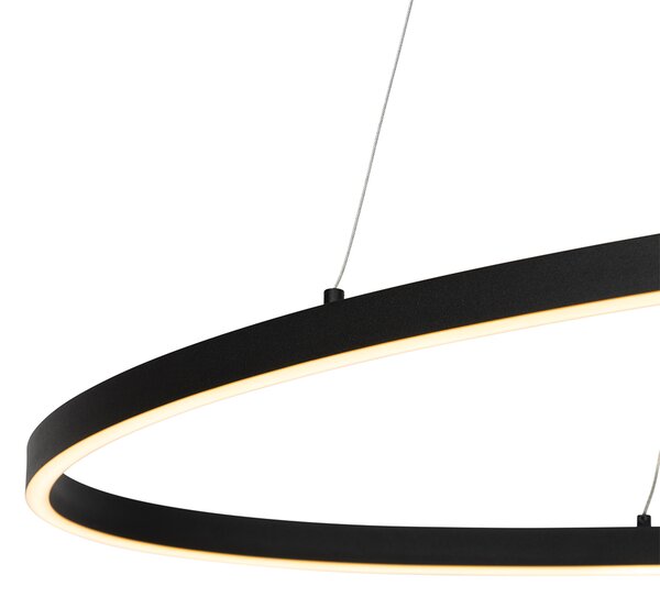 Lampada a sospensione di design ovale nera con LED a 3 livelli di dimmerazione - Ovallo