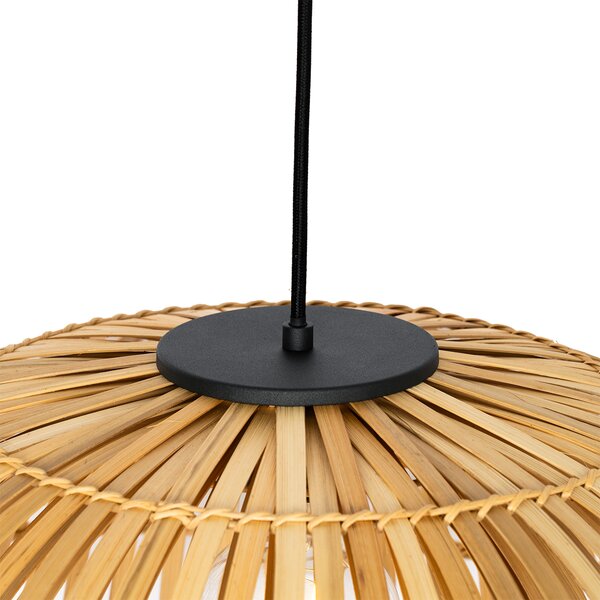 Lampada a sospensione orientale nera con bambù naturale 62 cm - Pua