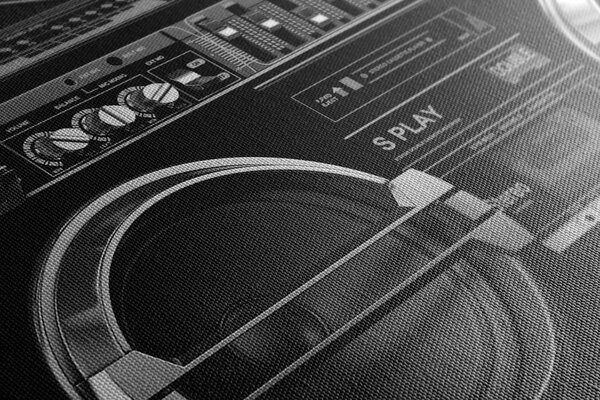 Stampa su tela – Radio disco anni '90 in bianco e nero
