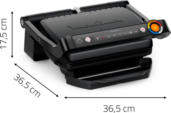 Moulinex Bistecchiera Elettrica Piastre Antiaderenti Potenza 2000 Watt Griglia Elettrica Intelligente Optigrill+ colore Nero - GI717810