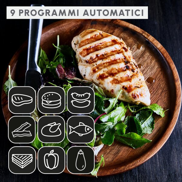 Moulinex Bistecchiera Elettrica Piastre Antiaderenti Potenza 2100 Watt Griglia Elettrica Intelligente Optigrill+ XL Termostato Regolabile colore Ne
