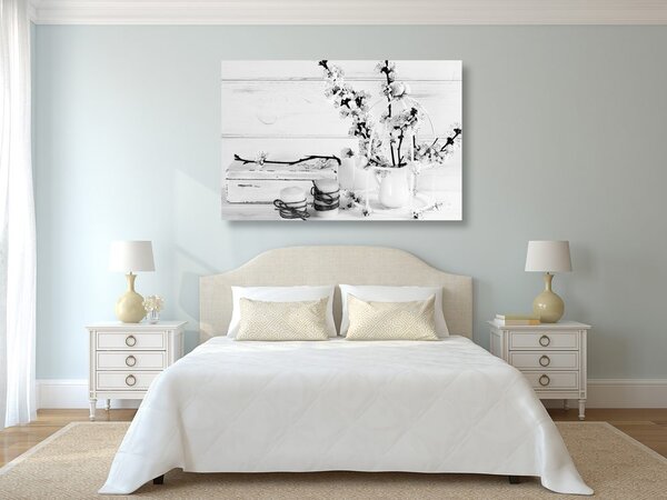 Quadro su tela – Natura morta rustica in bianco e nero