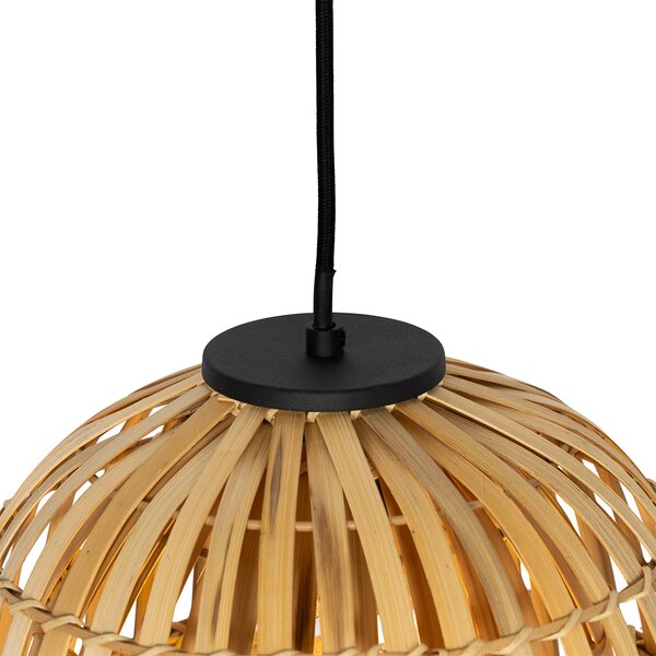 Lampada a sospensione orientale nera con bambù naturale 30 cm - Pua