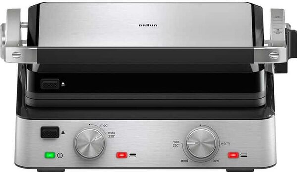 Braun Bistecchiera Elettrica Potenza 2000 W con Piastre Rimovibili e Vassoio Raccogligrasso colore Inox Nero - CG 7020