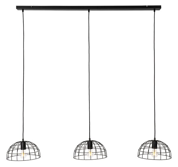 Lampada a sospensione industriale nera 3 luci - Hanze