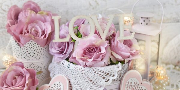 Stampa su tela – Decorazione vintage con scritta Love
