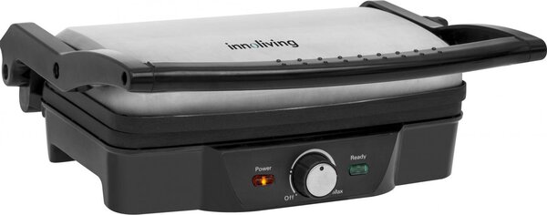 INNOLIVING Bistecchiera Elettrica Potenza 1600W Griglia 28x17 cm Termostato Regolabile colore Nero/Inox - INN-719