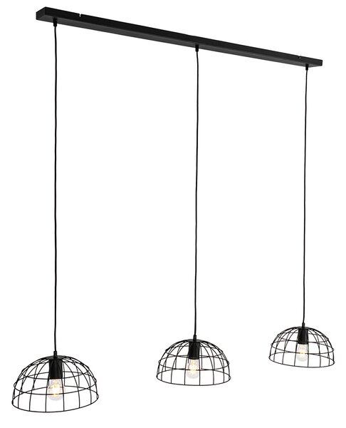Lampada a sospensione industriale nera 3 luci - Hanze