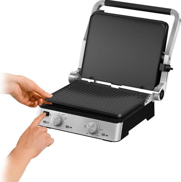 Braun Bistecchiera Elettrica Potenza 2000 W con Piastre Rimovibili e Vassoio Raccogligrasso colore Inox Nero - CG 7020