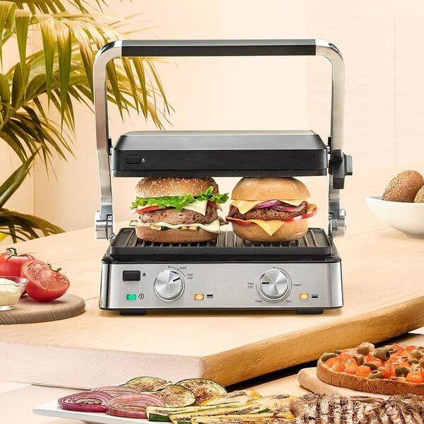 Braun Bistecchiera Elettrica Potenza 2000 W con Piastre Rimovibili e Vassoio Raccogligrasso colore Inox Nero - CG 7020