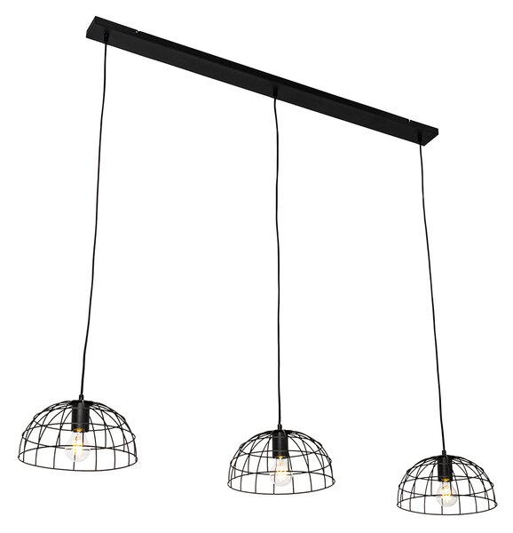 Lampada a sospensione industriale nera 3 luci - Hanze
