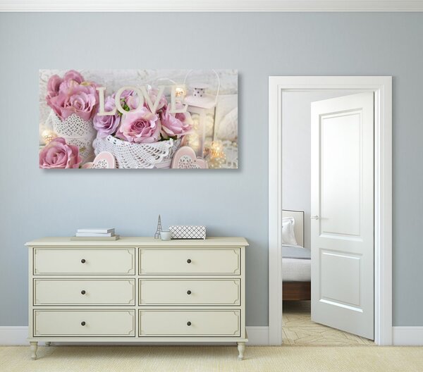 Stampa su tela – Decorazione vintage con scritta Love