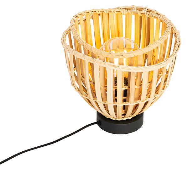 Lampada da tavolo orientale nera con bambù naturale - Pua