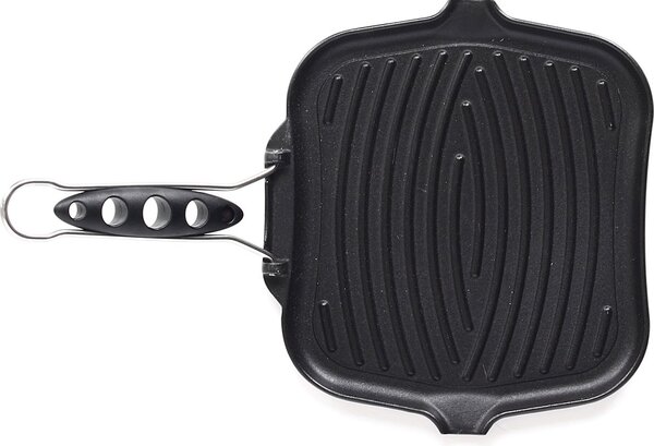 ILSA Bistecchiera Ghisa Smaltata 25x25 cm Piastra Rigata con indicatore termico Dietella Go