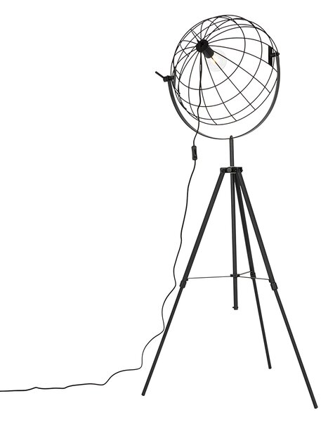 Lampada da terra a treppiede industriale nera 50 cm regolabile - Hanze