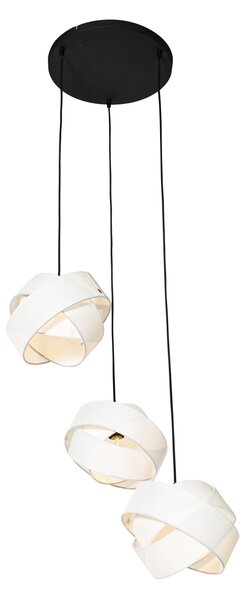 Lampada a sospensione moderna bianca 3 luci - Cloth