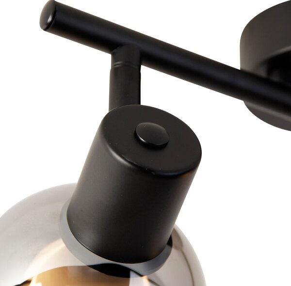 Plafoniera intelligente nera con vetro fumé incl. 2 Wifi P45 - Vidro