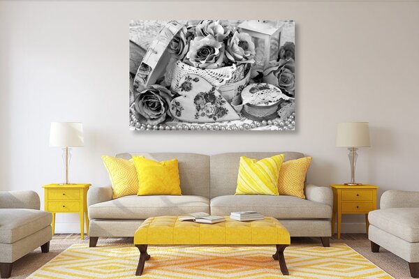Quadro su tela – Stile romantico vintage in bianco e nero