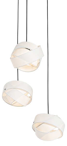 Lampada a sospensione moderna bianca 3 luci - Cloth