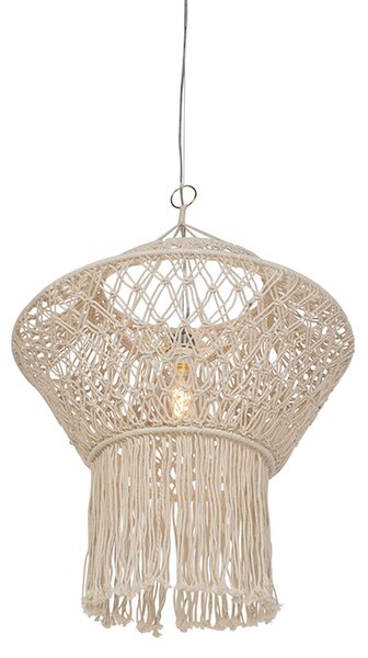 Lampada a sospensione rustica in macramè 90 cm - String