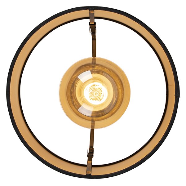 Plafoniera con paralume in cotone nero con oro 25 cm - Combi Black