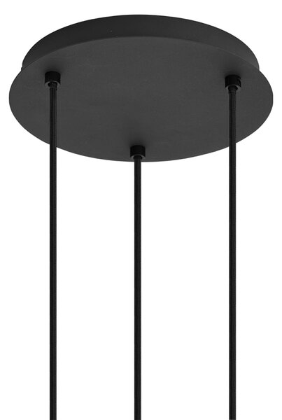 Lampadario Art Déco nero con vetro fumé rotondo 3 luci - VIDRO